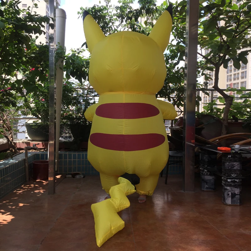 Adult Child Inflatable Pikachu Costume Halloween Anime Cosplay Carnival Fantasy Pokemon Mascot Costume For Kid Men Women Costume