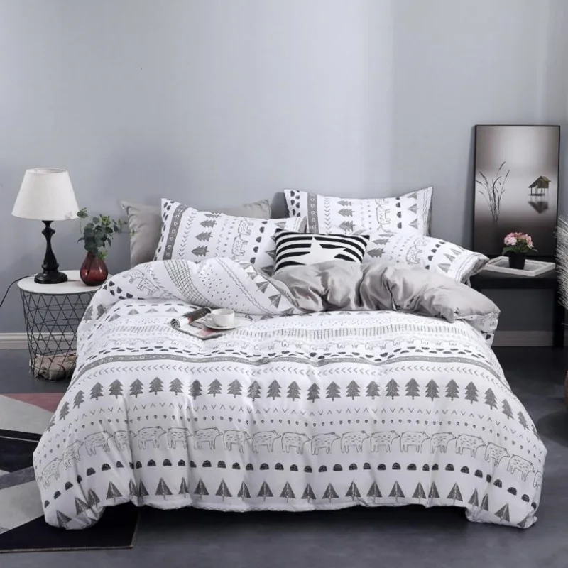 

Pastoral Bedding Set 3 4 Pcs Washed Cotton Home Textile Set Duvet Cover Bed Sheet Pillowcases Soft Bed Linen Twin Full Queen