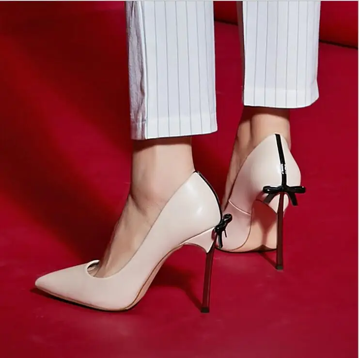 

YX GIRL ot Selling Patchwork Dress Shoes 12cm High Heel Metal Heels Wedding Pumps Banquet Party Shoes Color Block Slip-on Pump