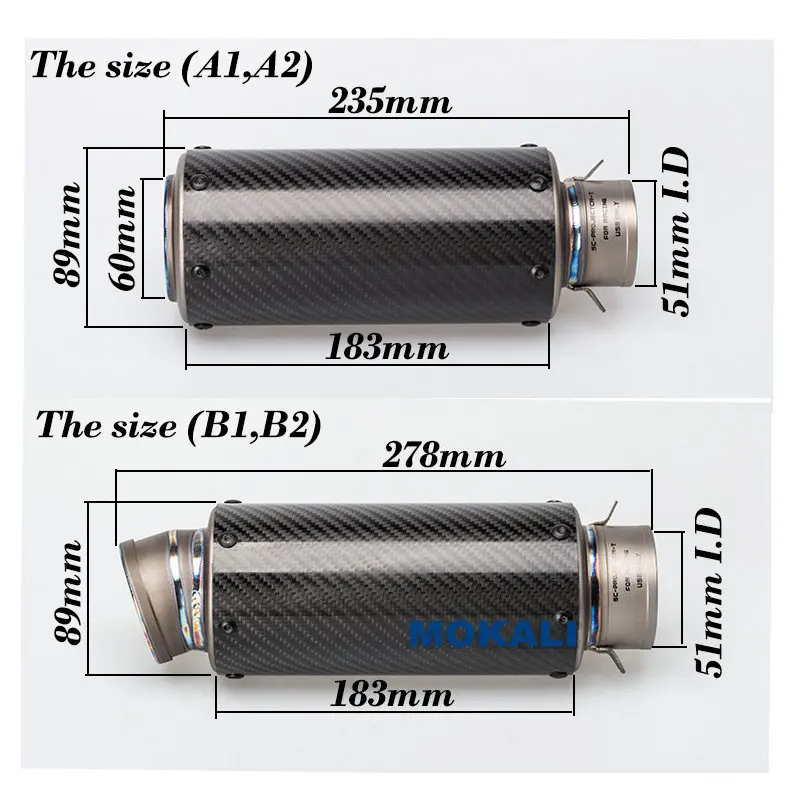 Mokali Универсальный Титан& мотоциклетный, из углеродного сплава выхлопных газов для Tmax 500 escapamento de moto для BMW S1000RR moto глушитель выхлопной трубы дБ убийца