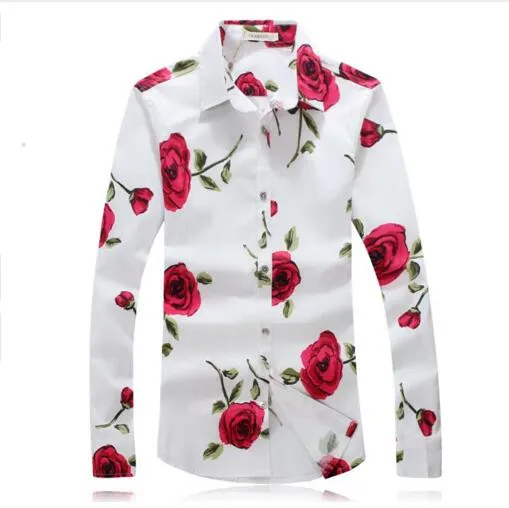 camisa negra con rosas rojas hombre