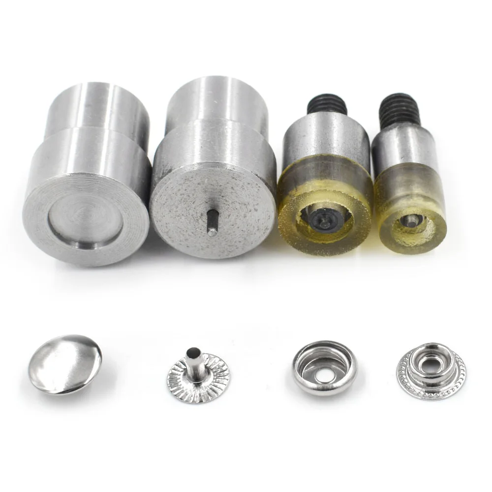 

10mm/12.5mm/15mm snaps mold. Hand pressing button machine. Prong Snaps mold. Button installation tool. Metal rivets molds.