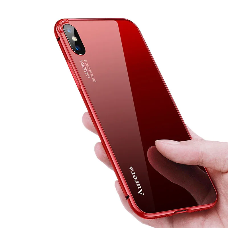 2 в 1 алюминиевое закаленное стекло чехол для iPhone 7 8 Plus XS Max Роскошный