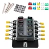 10 voies Lame Fusible support de la boîte à Fusibles Rouge indicateur LED 10 pièces Fusibles 10 pièces Bornes pour Voiture Bateau Caravane Camion 12 V 24 V ► Photo 1/6
