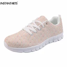 INSTANTARTS кактус Цветы Узор Для женщин Повседневное кроссовки мультфильм сетки Обувь на плоской подошве на шнурках Zapatillas Весна света обувь для учащихся