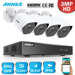 ANNKE FHD 8CH 3MP 5in1 безопасности DVR Системы CCTV комплект 4 шт защита от атмосферных воздействий контрольная пуля Камера наблюдения Системы комплект