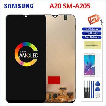 

Original Super AMOLED Display For 6.4" Samsung Galaxy A20 LCD Display Screen + Touch Screen Panel Digitizer Replacement For A205