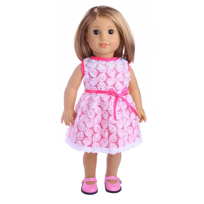 LUCKDOLL Cute Princess Dress Fit 18 Inch American 43cm Baby Doll Clothes Accessories,Girls Toys,Generation,Gift