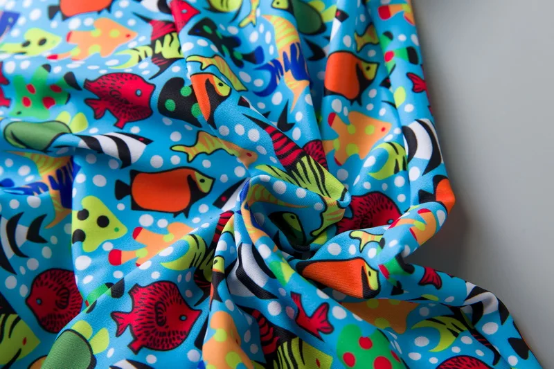 Meninos do Bebê Roupa de Banho Pedaço de Impressão de Peixe Longa com Zíper da Criança Fatos de Banho com Aba Touca de Natação Protetor Manga Menino Maiô um Sol 14 Mamãe e Bebê