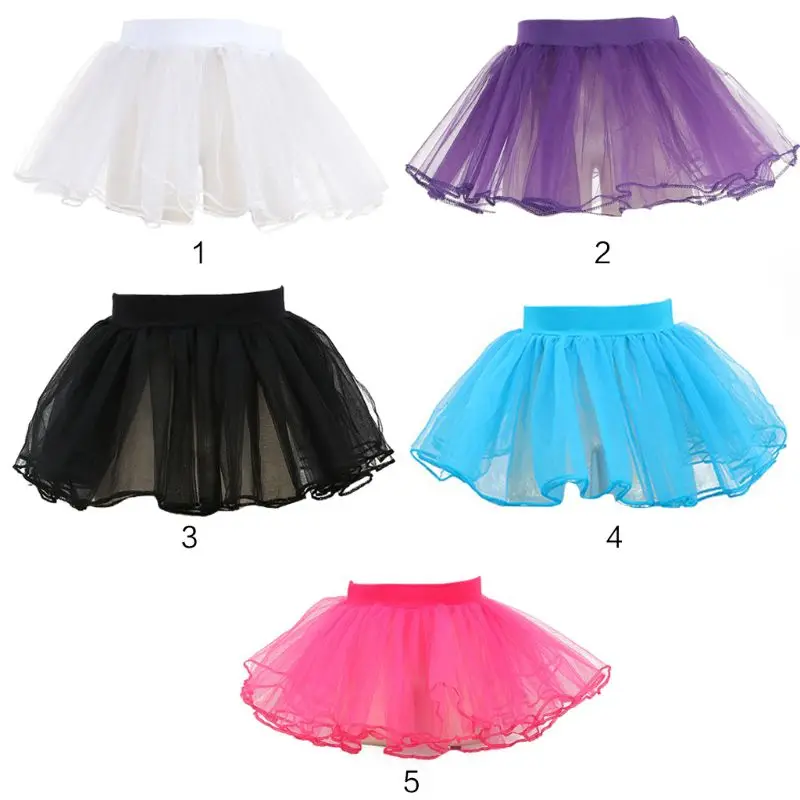 

Kid Girl Layered Tulle Ballet Dance Mini Tutu petticoat Ruffled Trim Fluffy Sweet Color Party Costume Princess Pettiskirt 3-8T