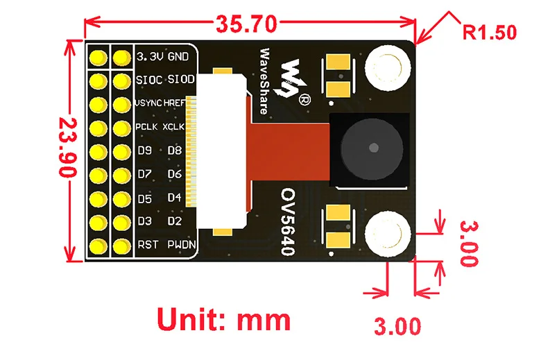 OV5640-Camera-Board-size