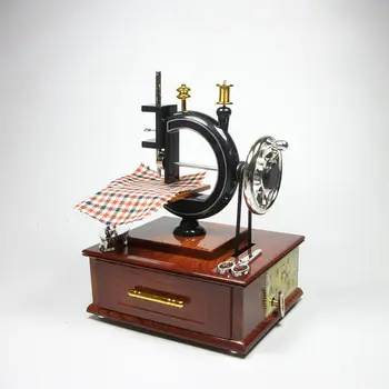 

Vintage Retro Sewing Machine Cheap Music Box With The Drawer Desktop Furnishing Articles Craft Ornaments Dynamic Music Box Gift