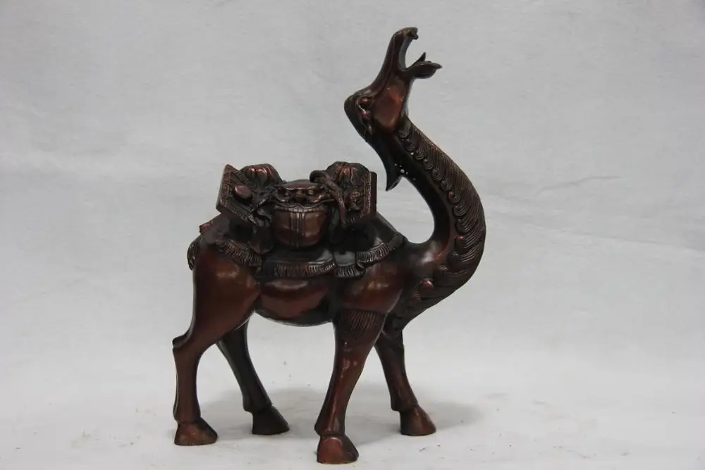 

China handwork made Copper Bronze Feng Shui Lucky Desert llama Camel Art Statue