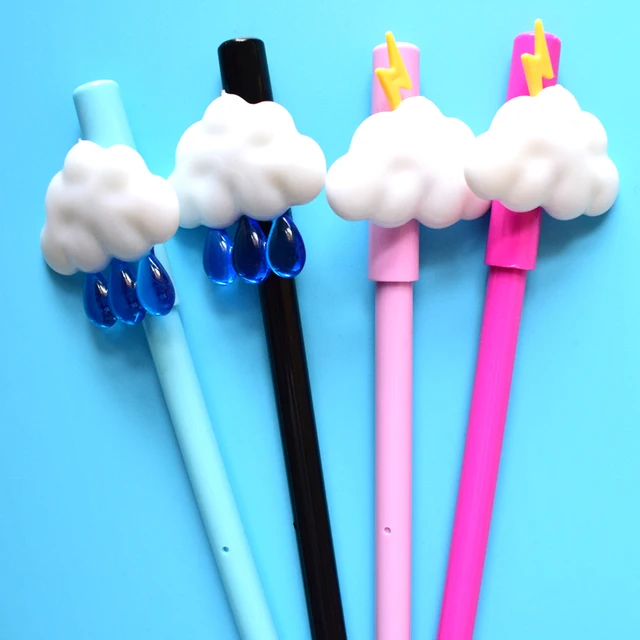 (4 Pieces/Lot) 2018 Fancy Weather Theme Gel Pens Korean Cute Pen For Kids Cloud Shape Black/Blue