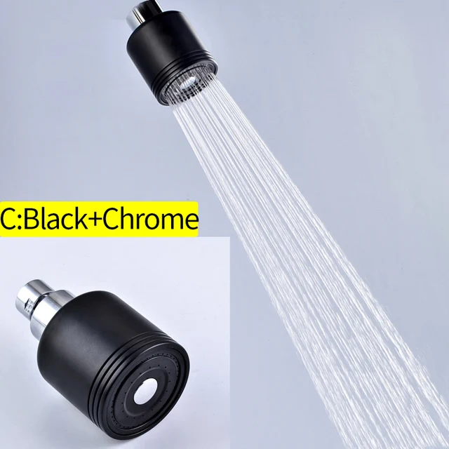 Bathroom Solid Brass High Pressure Small Matte Black Rain Shower Head Wall Mounted ABS Chrome Adjustable Bath Top Spray Shower C-black