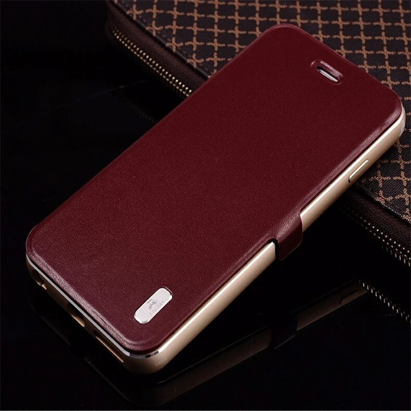 Original iMatch Bumper Case For Samsung Galaxy S6 G9200 G920F Luxury Genuine Leather Magnetic Flip Metal Cover Phone | Мобильные