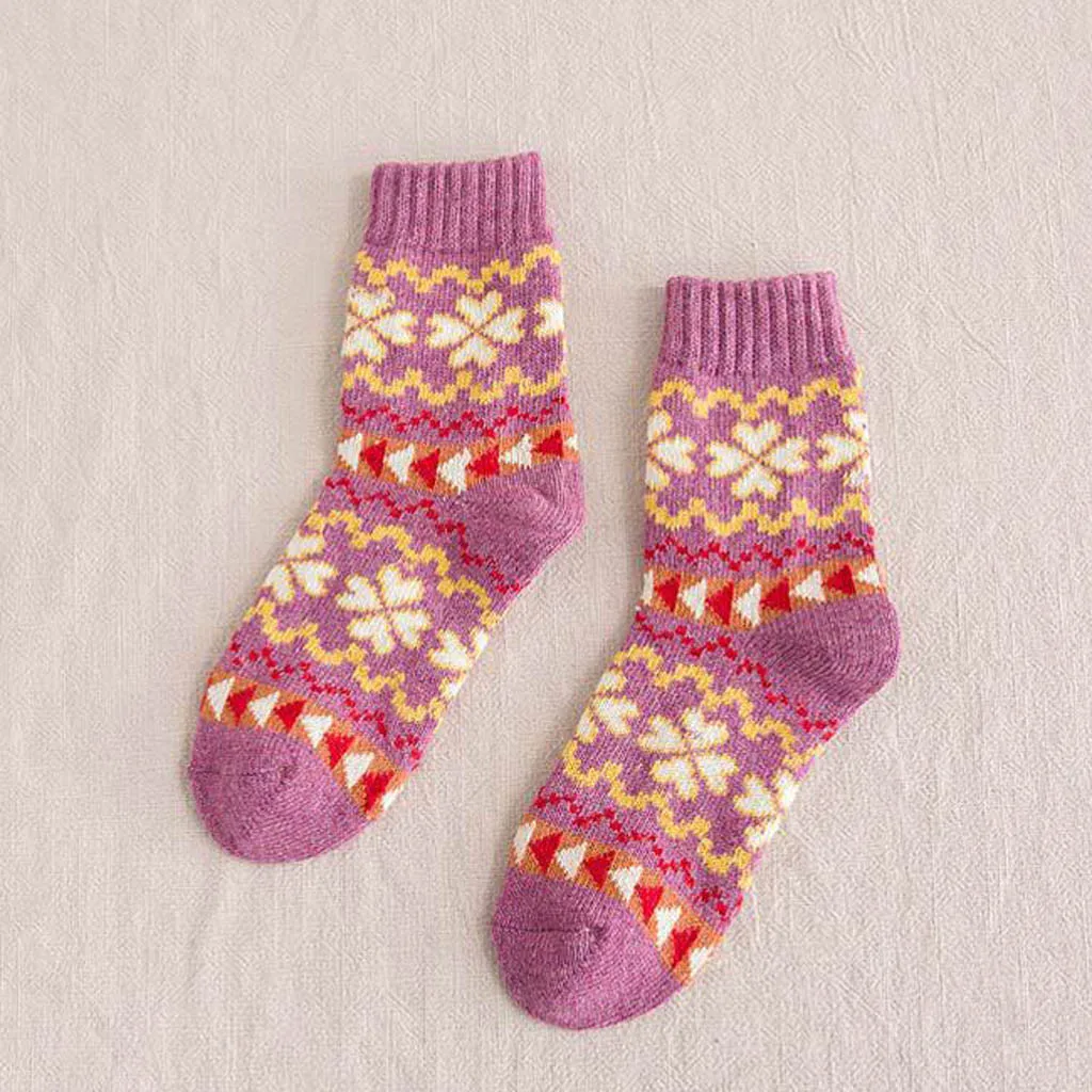 5 пар женских кашемировых носков с бабочкой в национальном стиле, цветные мягкие теплые чулки Calze#66