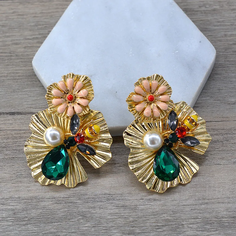 New Unique Exaggerated Big Alloy Flower Earrings Fashion Handmade Earring For Women Personalized Jewel ET47 (4)