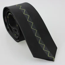 Yibei Coachella Галстуки фирменные Для мужчин галстук черный Gravata masculino черные вертикальные полосы зеленый горошек ломаная Тонкий Тощий шеи галстуки