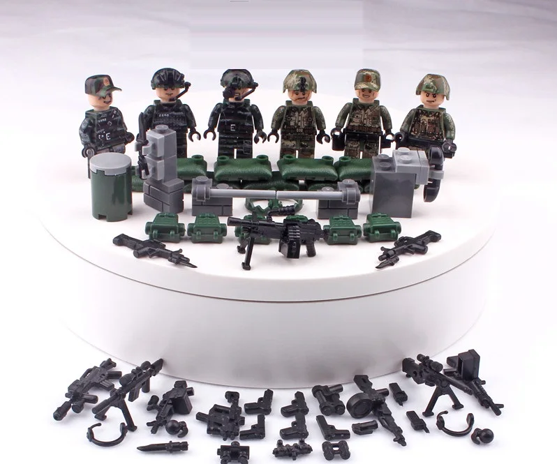 

6PCS Camouflage Commando Accessories DIY Model Weapon Compatible Playmobil Military Building Blocks Mini Figures Original Toys