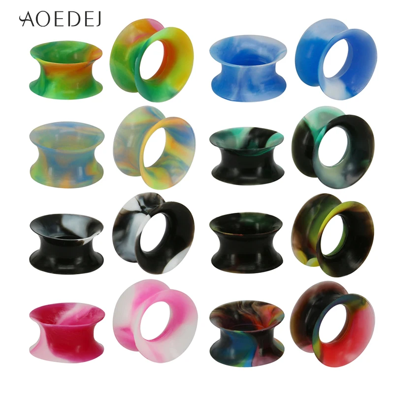 AOEDEJ 2pcs/lot Silicone Ear Stretchers Plugs and Tunnels 3-25mm Double Flare Plug Piercing Dilataciones oreja | Украшения и