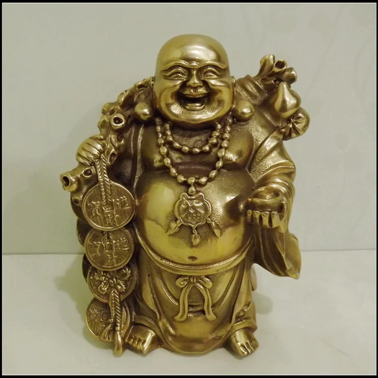 

Old antique Bronze Arts & Crafts Bronze gold bags lucky maitreya miller decoration