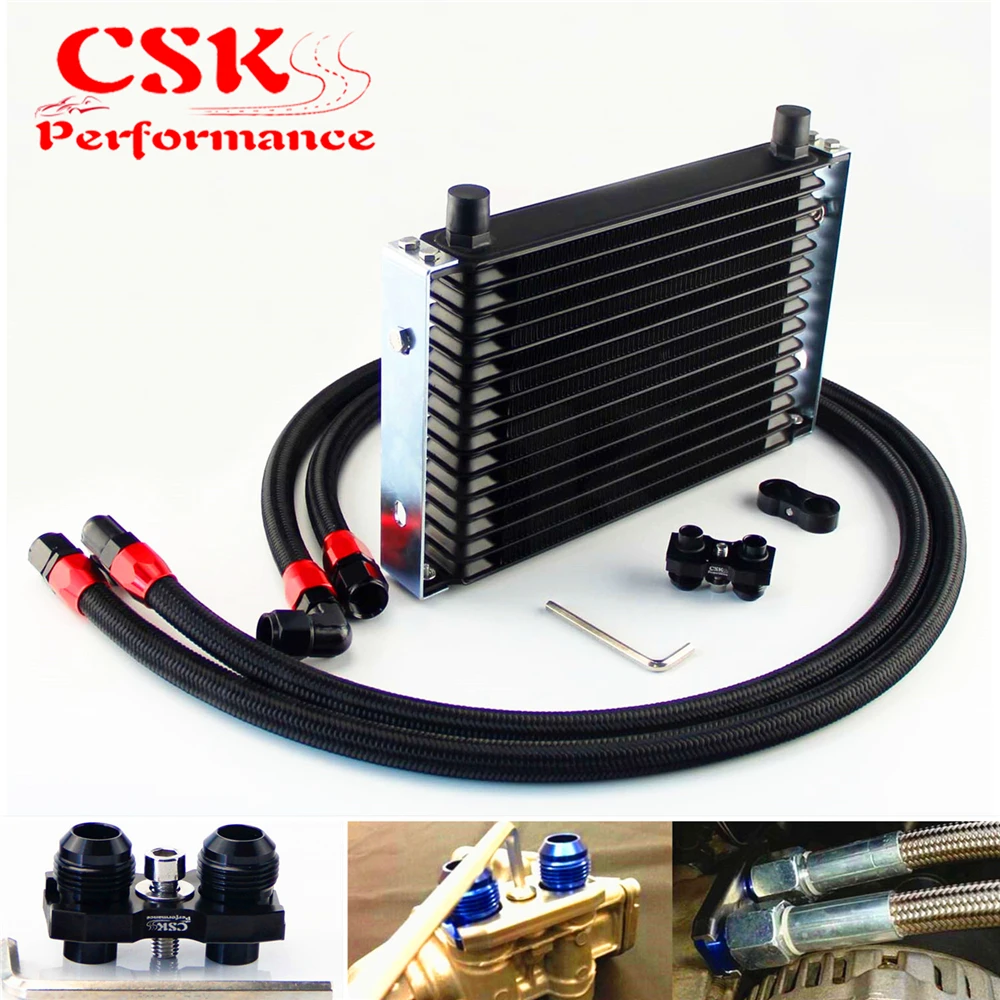 

15 Row 262mm AN10 Trust Oil Cooler Kit w/ Brackets Fits For BMW E36 Euro E82 E9X 135/335 E46 M3 E90 E92 Black/Gold/Blue