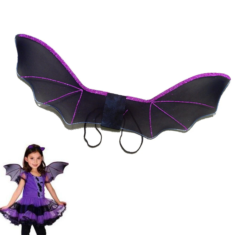 Новинка года; костюм на Хэллоуин; маскарадный фиолетовый костюм с крыльями летучей мыши; оригинальная повязка на голову; одежда для детей; подарок; аксессуары для костюмированной вечеринки