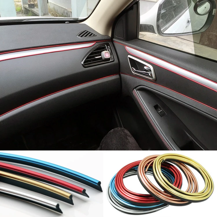 Us 1 42 16 Off 2meter Diy Car Dashboard Panel Decoration Black Edge Gap Line Point Molding Car Sticker Decoration Strip Trim 4colors In Car Stickers