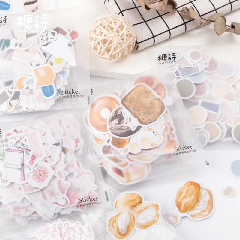 

200 pcs/bag Pink story bread paper sticker decoration stickers DIY ablum diary scrapbooking label sticker kawaii stationery