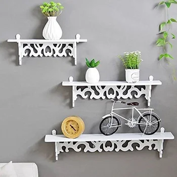 

White Wall Shelf Wall Mounted Storage Rack Organization For Bedroom Kitchen Bathroom Shower Corner Storage Shelf DIY Kid Room