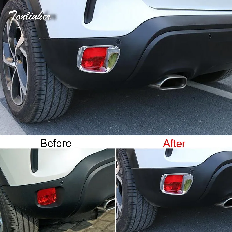 

Tonlinker Cover Case Stickers for Citroen C5 aircross 2017-18 Car Styling 2 PCS ABS Chrome Rear fog light cover case sticker
