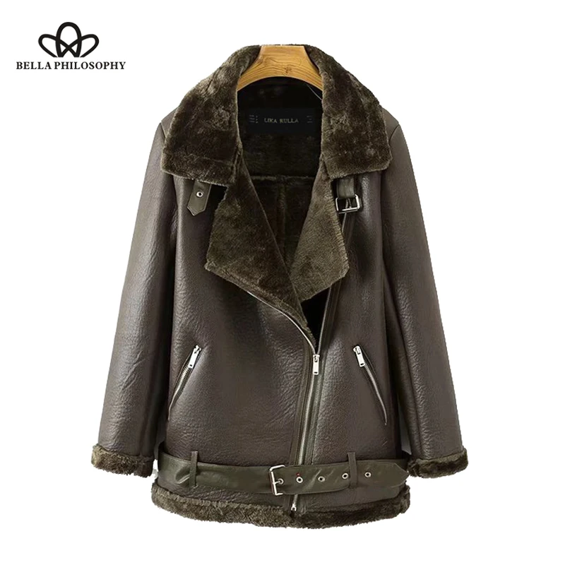 Wonder 2018 new Winter women Coat thickened Padded warm PU leather female coats turn down collar ladies coat tops