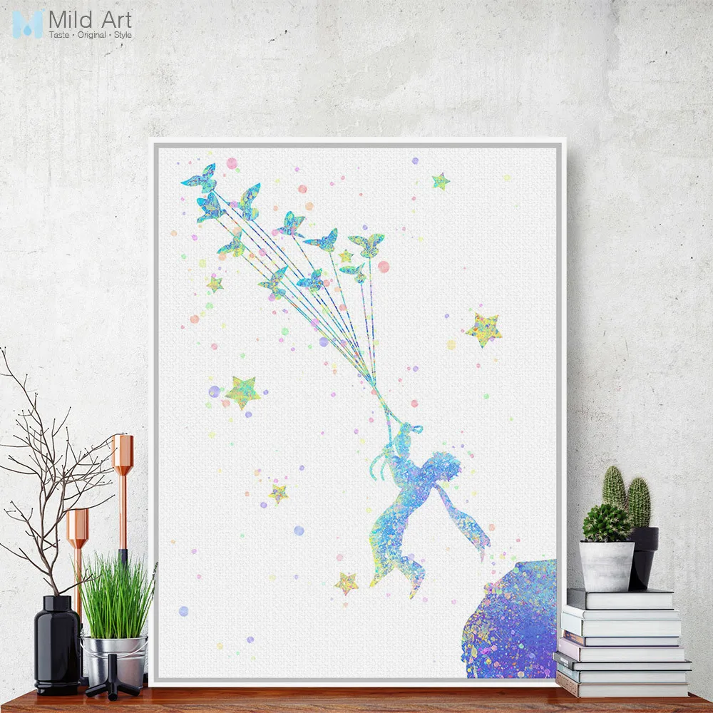 

Watercolor Little Prince Modern Pop Movie Poster Large Canvas Art Print Poster No Frame Wall Picture Paintings Nordic Home Decor