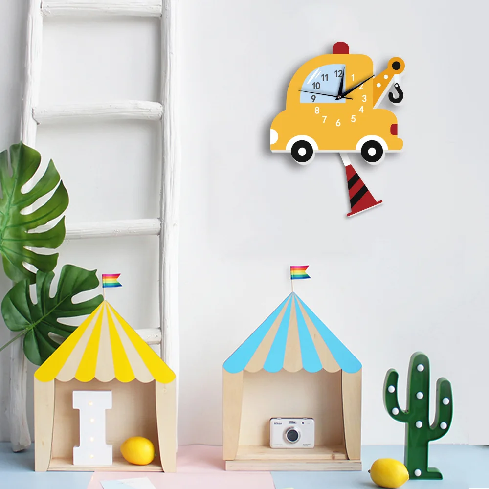

Factory wholesale DIY cartoon clock production crane clock children's bedroom clock clock UWC007