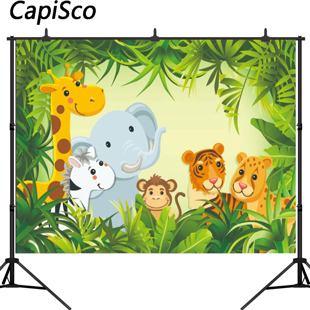 

Capisco Jungle Safari Birthday Party Photo Backgrounds Baby Cartoon Forest Poster Photography Backdrops Photocall Photo Studio