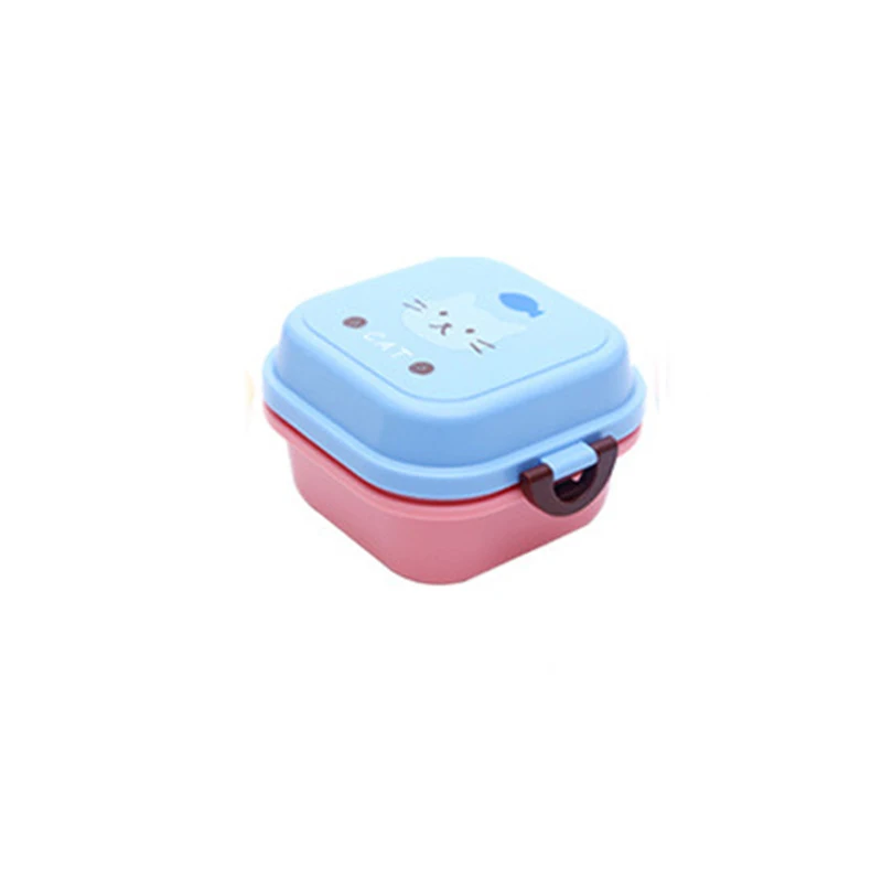 Unibird мультфильм дети пластик Ланч-бокс двухслойная детская еда с подогревом контейнер кухня Кемпинг Bento box обеденные инструменты - Цвет: Blue
