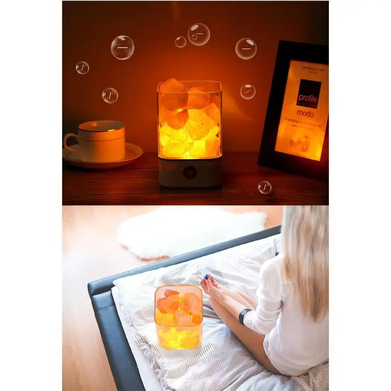  USB Crystal Light Natural Himalayan Salt Lamp Led Lamp Air Purifier Mood Creator Indoor Warm Light  - 32891631950