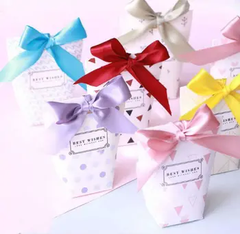 

50 Pcs Creative "BEST WISHES" Wedding Favors Candy Boxes Bomboniera Sachet Party Favors Gift Box Paper Gift Bags Candy Bags