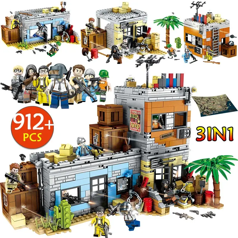 

912PCS City Police Military Battlegrounds Soldiers Weapon Gun PUBG Building Blocks Compatible Legoingly Army Ww2 Kids Toys Set