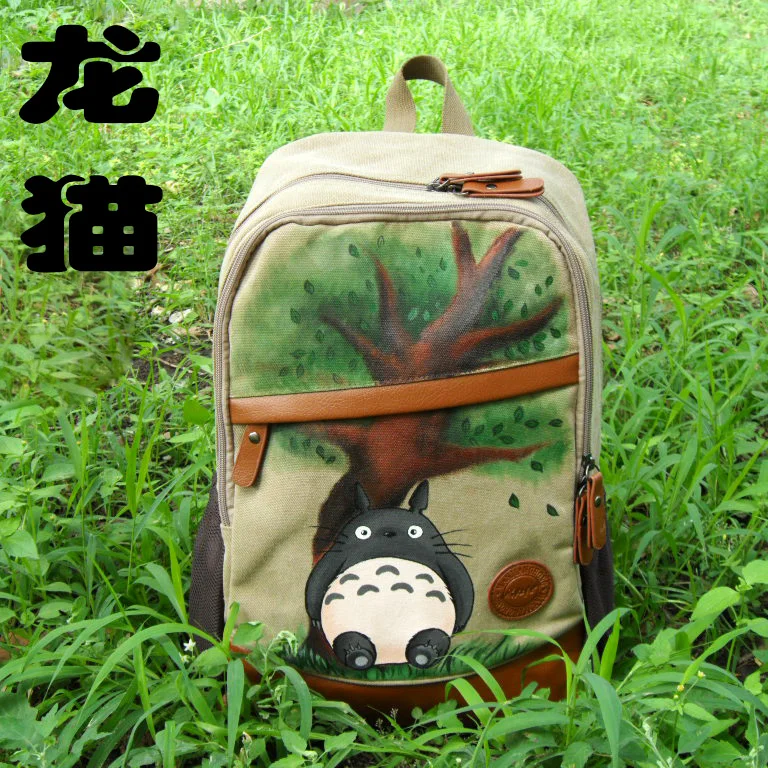 

Anime Tonari no Totoro Cosplay Fashion canvas student backpack graffiti hand painted backpack