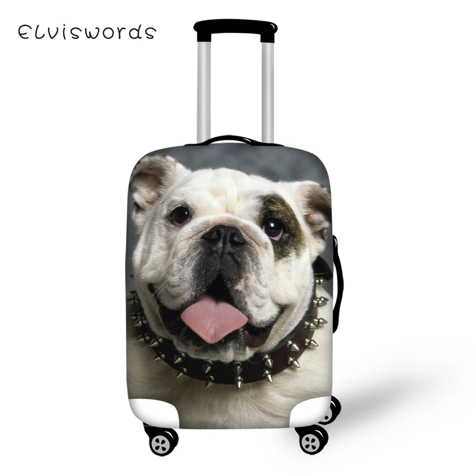 ELVISWORDS защитный чехол для чемодана Kawaii Bulldogs эластичный Пыленепроницаемый Чехол для багажа милые животные водонепроницаемый багаж