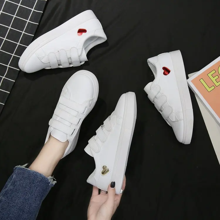 

Woman Leather Shoes Spring New Fashion Women Shoes Casual High Platform PU Leather Heart Women Casual White Shoes Sneakers