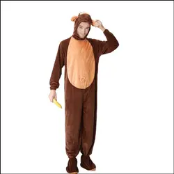 Взрослый костюм обезьяны для Для мужчин милый теплый толстый Косплэй полиэстер флис животных Одежда Хэллоуин Карнавальный
