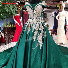 21459 зеленое вечернее платье декорированный Цельнокроеный рукав кружевные, цветы, жемчуг бисером сатиновое бальное платье