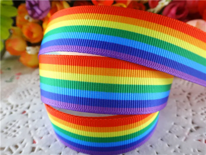 10 Yards Rainbow Stripe Grosgrain Ribbon for DIY Hair Bow