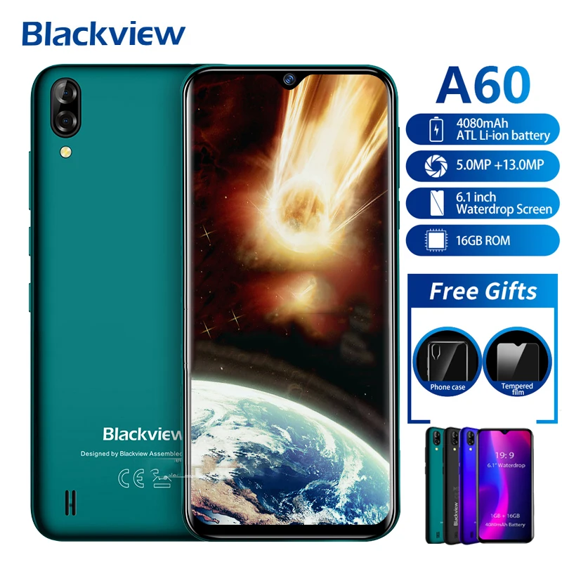 Presale Blackview A60 смартфон 4080 мАч 19:9 6 1 дюйма Двойная камера ГБ ОЗУ 16 Гб ПЗУ мобильный