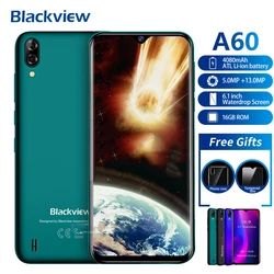Перейти на Алиэкспресс и купить presale blackview a60 smartphone 4080mah 19:9 6.1 inch dual camera 1gb ram 16gb rom mobile phone 13mp+5mp mt6580 3g mobile phone