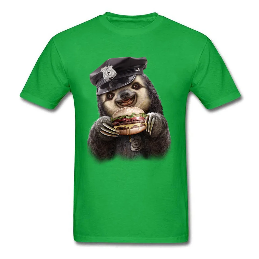BURGER COP Summer/Autumn All Cotton O-Neck Tees Short Sleeve Crazy Tee-Shirt Funny Summer T-shirts Drop Shipping BURGER COP green