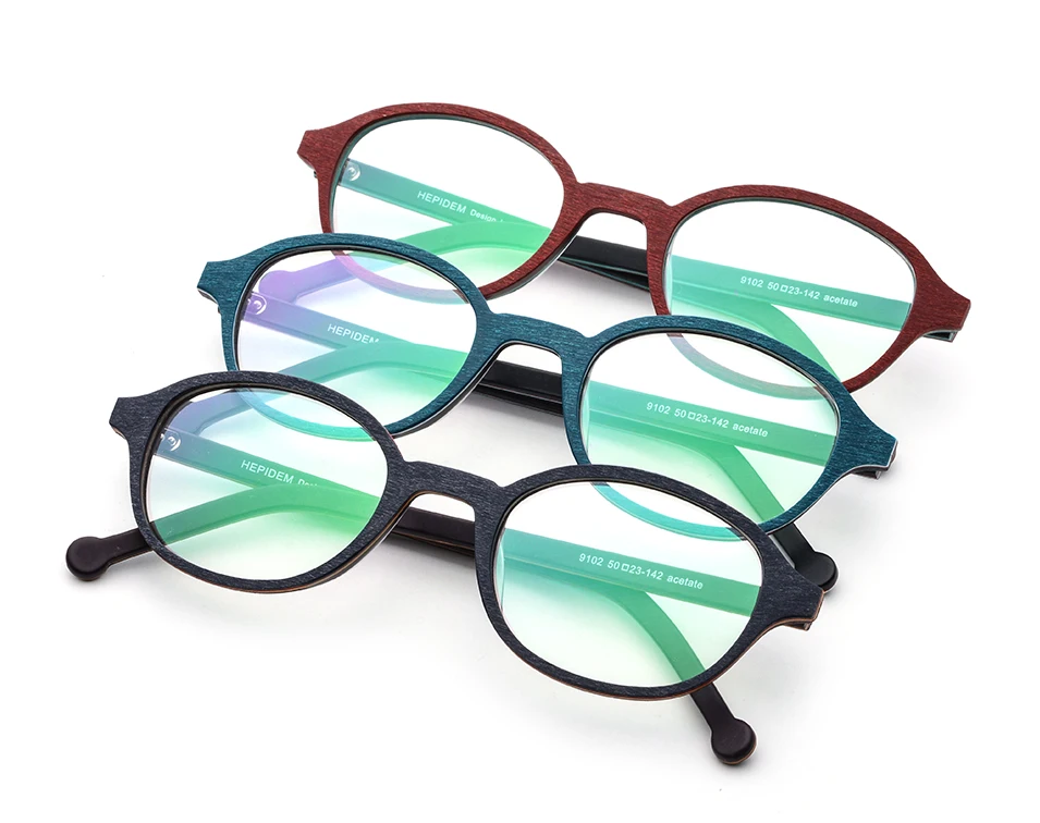 Ацетатная оправа для очков, мужские круглые очки по рецепту, очки для женщин, умник, близорукость, оптическая оправа, деревянные очки 9102